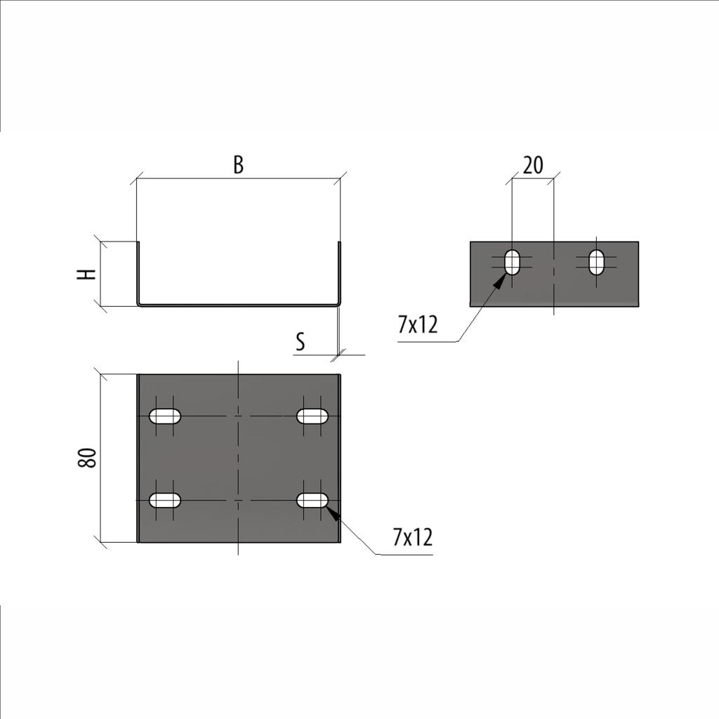 PL11531 | Купить  пластина П-образная для лотка 50х50 мм .