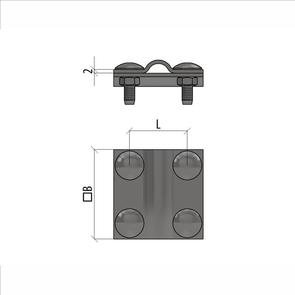 Соединитель крестообразный для прутка Ø 5-8 мм и полосы до 30 мм с 2 пластинами TD
