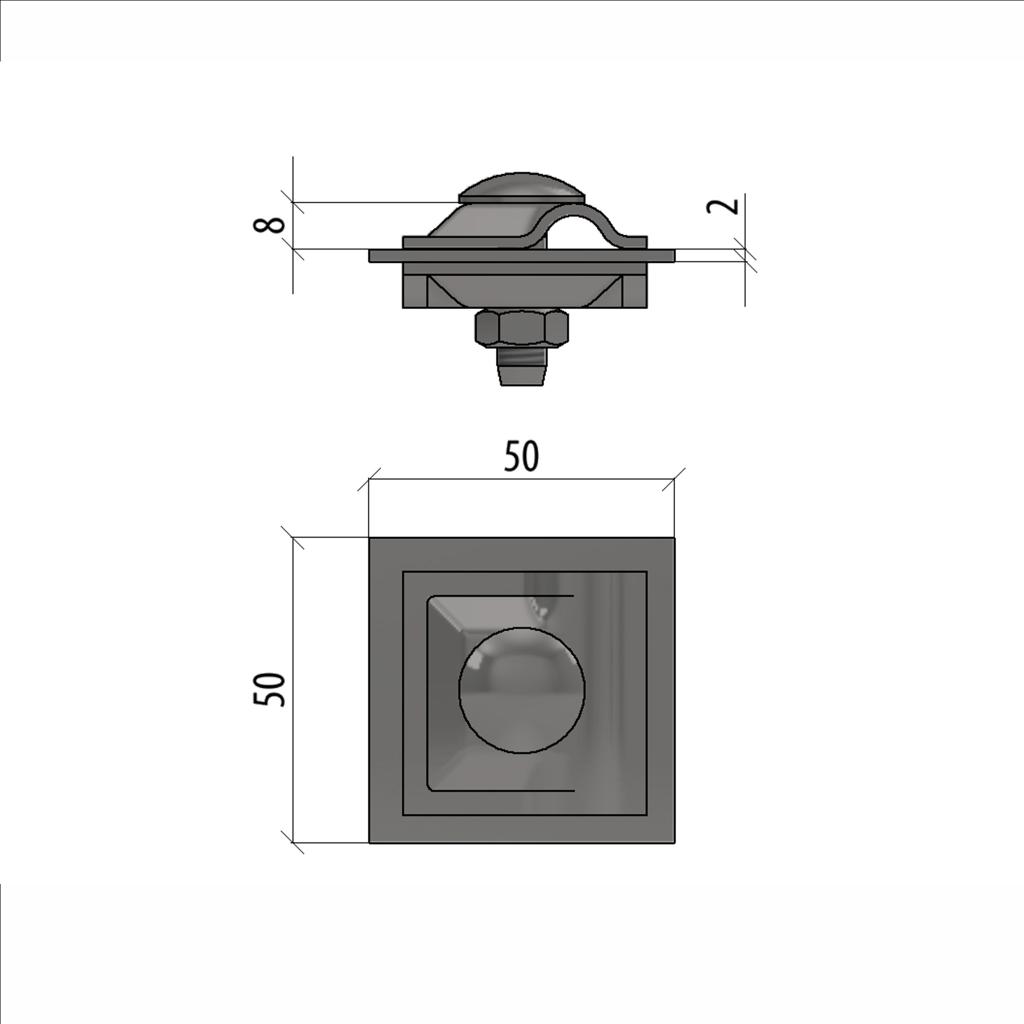 Универсальный соединитель для прутка Ø 5-10 мм с 3 пластинами 40х40 мм INOX304