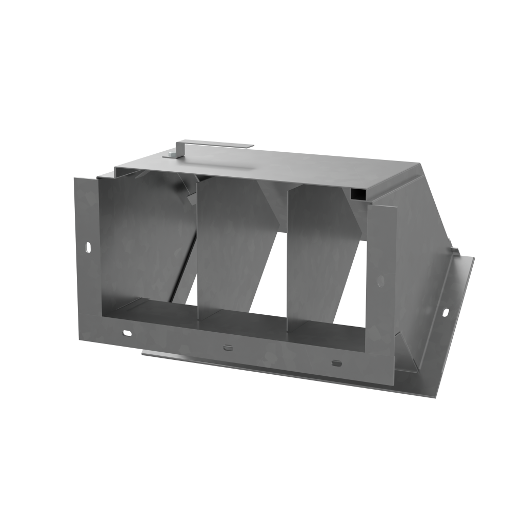 Короб кабельный блочный угловой с поворотом вниз трехканальный