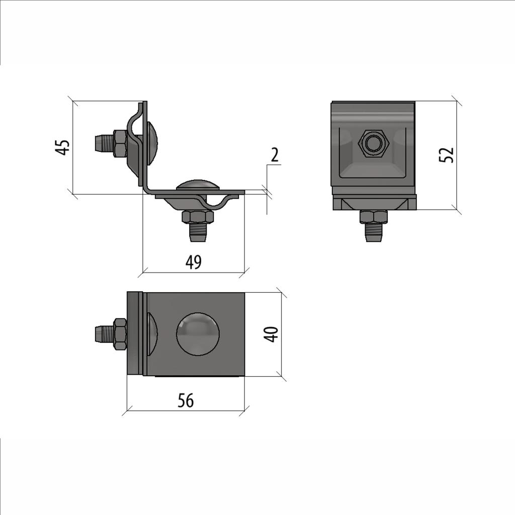 Фальцевый держатель H50 мм для прутка Ø 5-10 мм HD