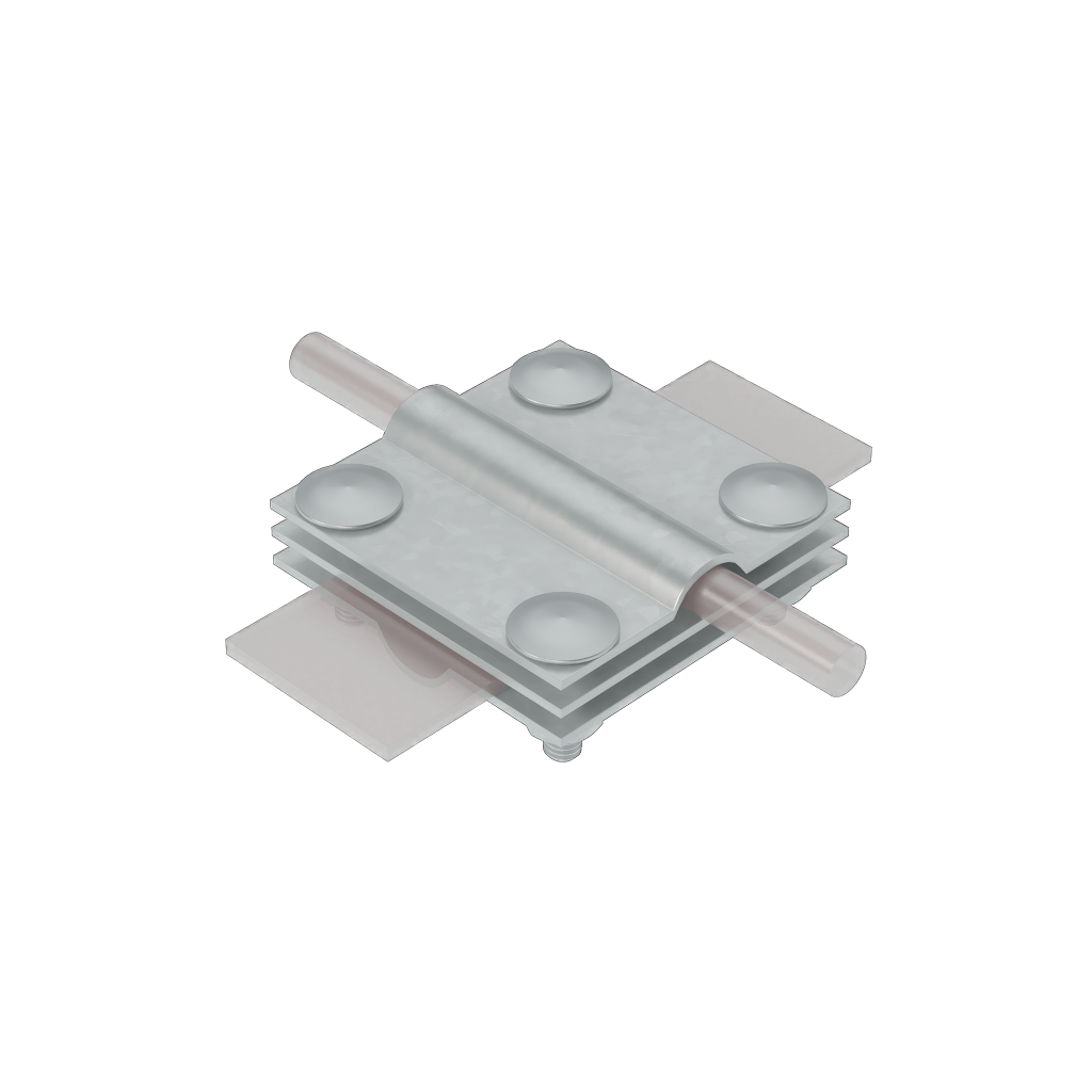Соединитель крестообразный для прутка Ø 5-8 мм и полосы до 30 мм с 3 пластинами TD
