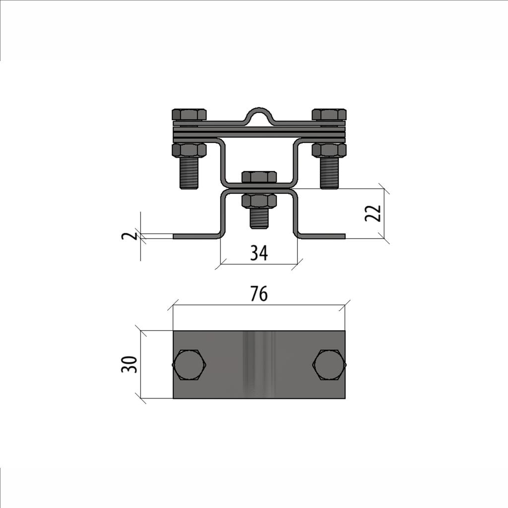 Универсальный держатель на мостовой опоре двойной для прутка Ø 5-8 мм и полосы до 40 мм с 3 пластинами