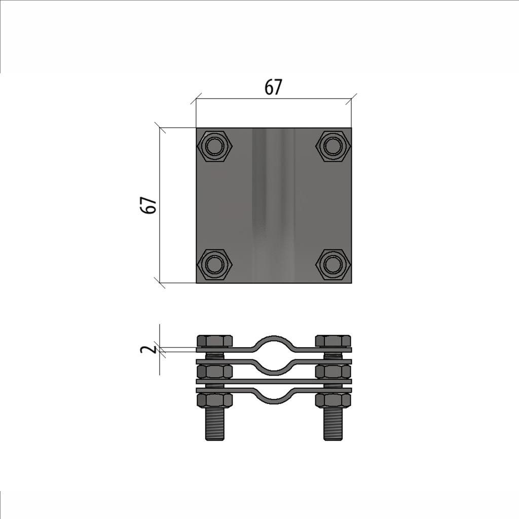 Соединитель заземляющий для прутка Ø 5-12 мм стержня Ø 10-20 мм полосы до 40 мм с 4 пластинами HD