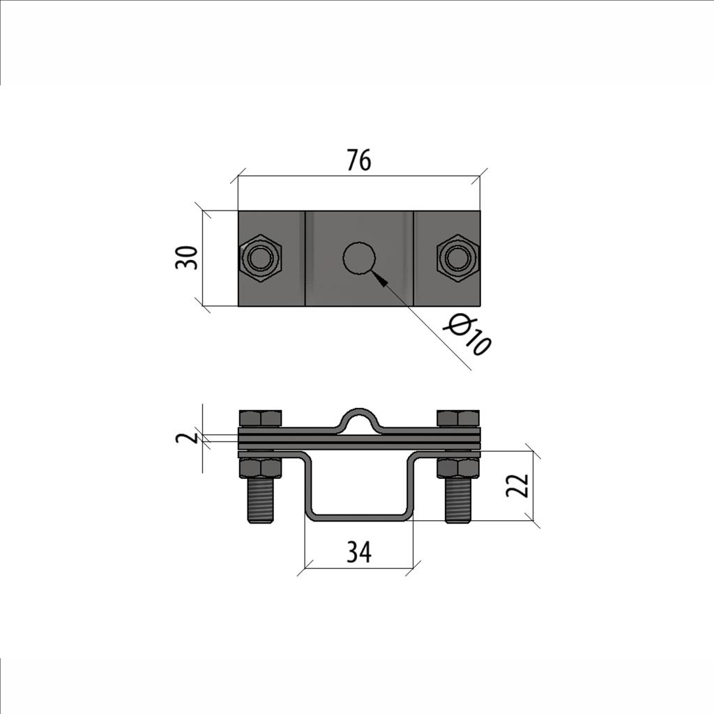 Универсальный держатель на мостовой опоре для прутка Ø 5-8 мм и полосы до 40 мм с 3 пластинами
