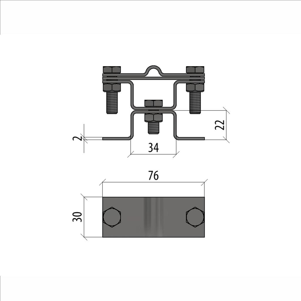Универсальный держатель на мостовой опоре двойной для прутка Ø 5-8 мм и полосы до 40 мм с 2 пластинами