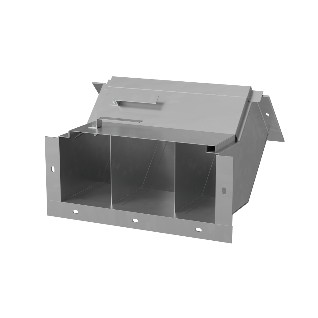 Короб кабельный блочный угловой с поворотом вверх трехканальный